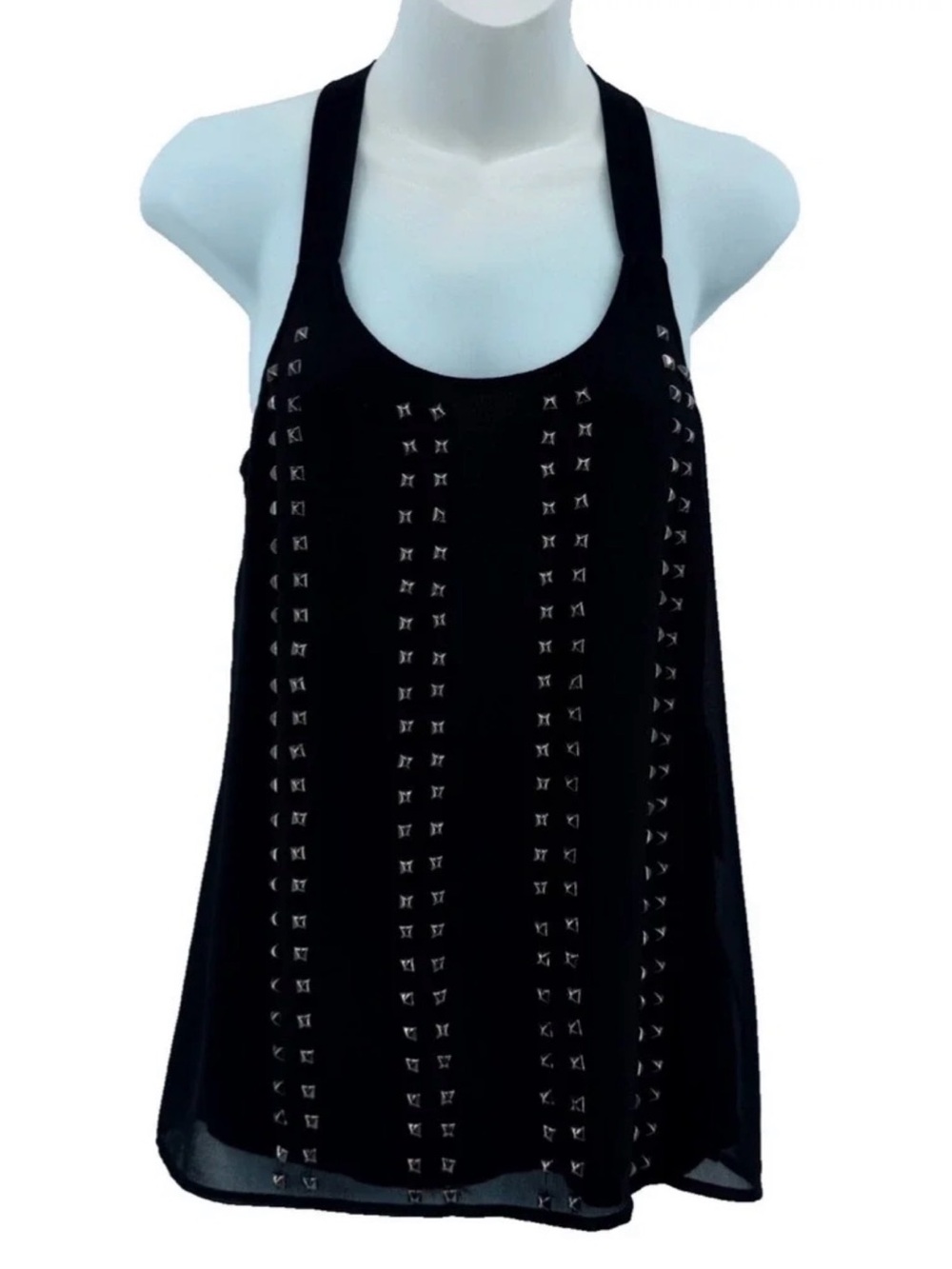 Rock & Republic Black Racerback Studded Tank